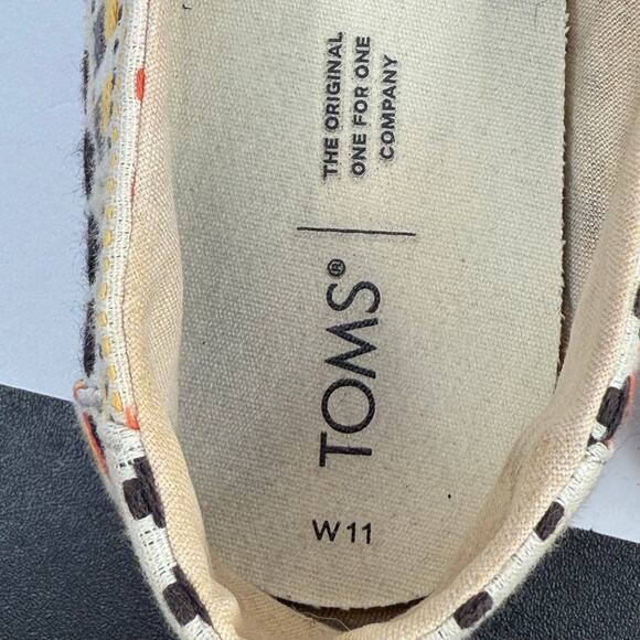 TOMS Alpargata Rope Espadrille Natural Aztec Embroidered Womens Sz 11 Boho - Picture 7 of 9